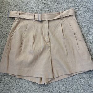 Elegant High Waist Tan Women's Shorts